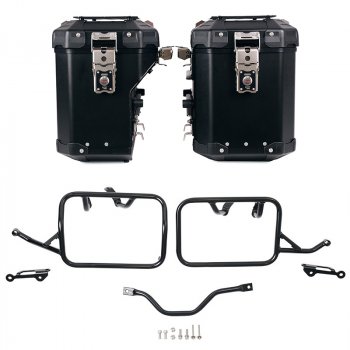 Atlas Aluminium-Seitenkoffer-Set 48L+41L + Atlas BMW R12 G/S Aluminium-Satteltaschenrahmen