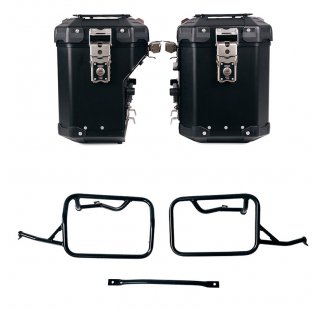 Atlas Aluminium-Seitenkoffer-Set 48L+41L + Atlas BMW R12 NineT Aluminium-Satteltaschenrahmen
