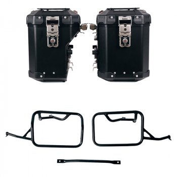 Atlas Aluminium-Seitenkoffer-Set 48L+41L + Atlas BMW R12 NineT Aluminium-Satteltaschenrahmen