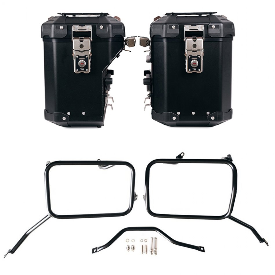Atlas Aluminium-Seitenkoffer-Set 48L+41L + Atlas Aluminium-Kofferrahmen Triumph Scrambler 1200 X (ab 2024)