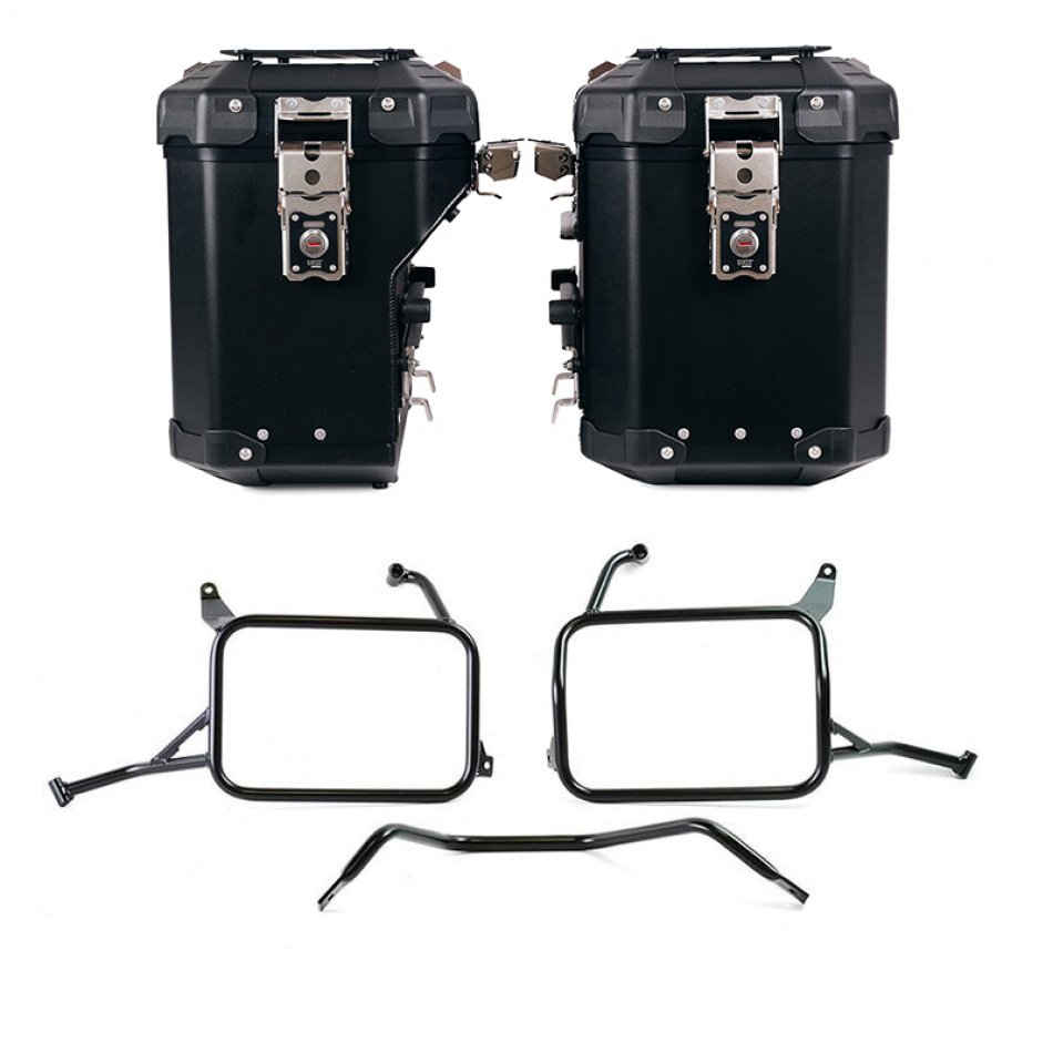 Atlas Aluminium-Seitenkoffer-Set 48L+41L + Atlas Yamaha Ténéré 700 Aluminium Satteltaschenrahmen