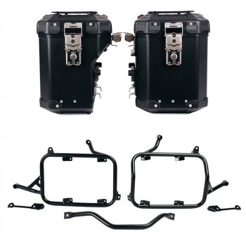 Atlas Aluminium-Seitenkoffer-Set 48L+41L + BMW R1300GS Aluminium-Satteltaschenrahmen