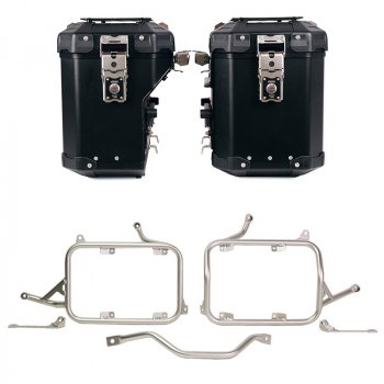 Atlas Aluminium-Seitenkoffer-Set 48L+41L + BMW R1300GS Aluminium-Satteltaschenrahmen