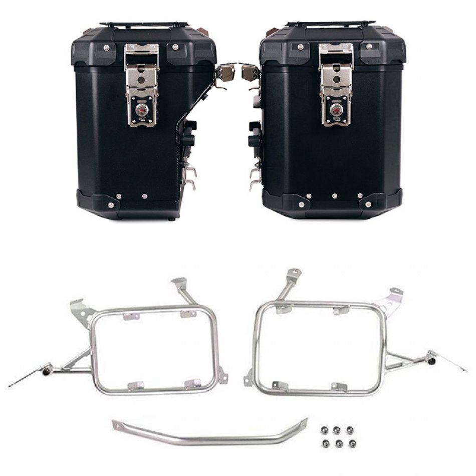 Atlas Aluminium-Seitenkoffer-Set 48L+41L + Taschenrahmen aus Aluminium R1200GS LC - R1250GS & ADV