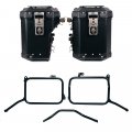 Atlas Aluminium-Seitenkoffer-Set 48L+41L + Royal Enfield Himalayan 450 Aluminium-Kofferrahmen für Aftermarket-Auspuff (ab 2024)