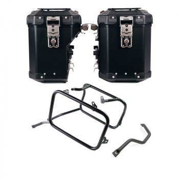 Atlas Aluminium-Seitenkoffer-Set 48L+41L + Triumph 1200 XC-XE Rahmen für Aluminiumtaschen Atlas