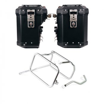 Atlas Aluminium-Seitenkoffer-Set 48L+41L + Triumph 1200 XC-XE Rahmen für Aluminiumtaschen Atlas