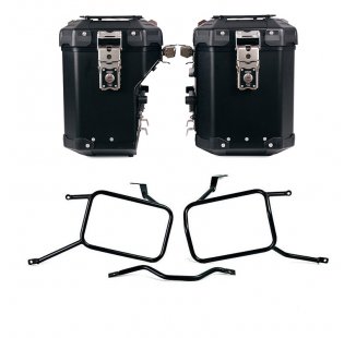 Atlas Aluminium-Seitenkoffer-Set 48L+41L + Triumph Street Scrambler Rahmen für Atlas Aluminium Koffer