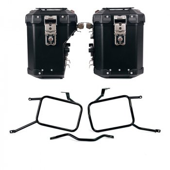 Atlas Aluminium-Seitenkoffer-Set 48L+41L + Triumph Street Scrambler Rahmen für Atlas Aluminium Koffer