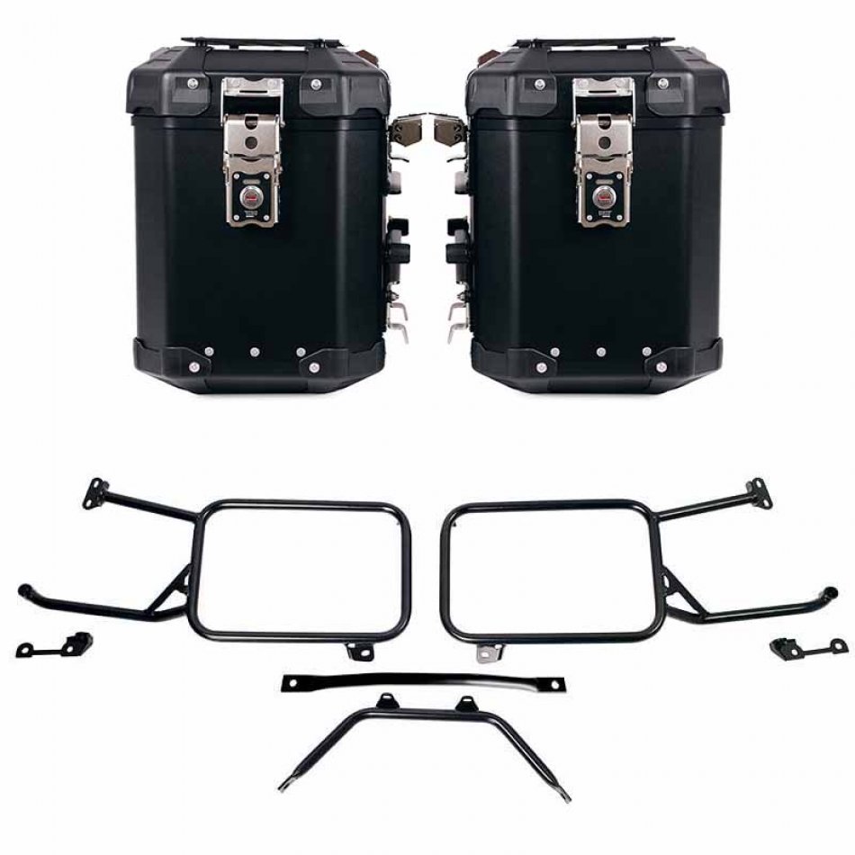 Atlas Aluminium-Seitenkoffer-Set 48L+48L + Aluminium Taschenrahmen Moto Guzzi Stelvio (ab 2024)