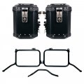 Atlas Aluminium-Seitenkoffer-Set 48L+48L + Royal Enfield Himalayan 450 Aluminium-Kofferrahmen für OEM-Auspuff (ab 2024)