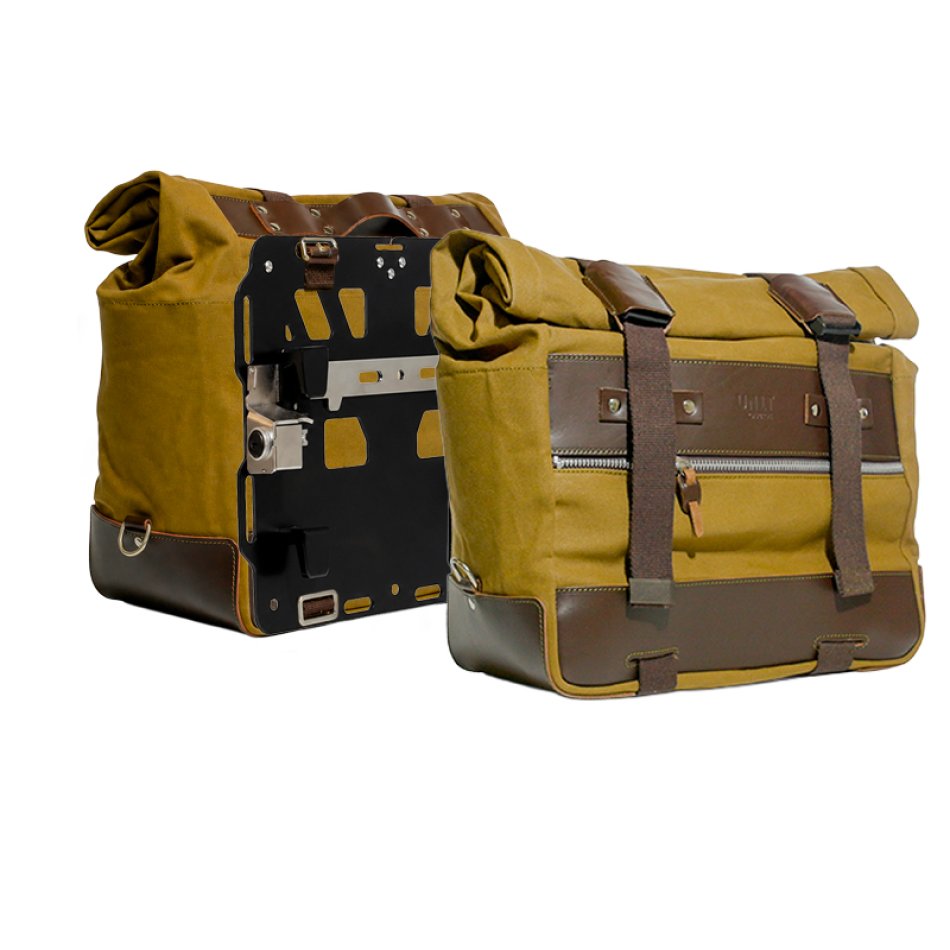 Paar Cult Canvas Seitentaschen 40L - 50L + Paar Aluminiumplatten BMW R1300GS ADV