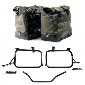 Paar Cult Canvas-Seitentaschen 40 l – 50 l + Paar Aluminiumplatten + Rahmen Honda CRF1100L Africa Twin & Adventure Sports (ab 2024)