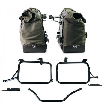 Paar Cult Canvas-Seitentaschen 40 l – 50 l + Paar Aluminiumplatten + Rahmen Honda CRF1100L Africa Twin & Adventure Sports (ab 2024)