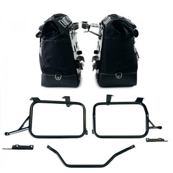 Paar Cult Canvas-Seitentaschen 40 l – 50 l + Paar Aluminiumplatten + Rahmen Honda CRF1100L Africa Twin & Adventure Sports (ab 2024)