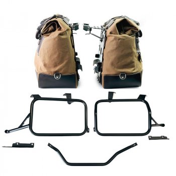 Paar Cult Canvas-Seitentaschen 40 l – 50 l + Paar Aluminiumplatten + Rahmen Honda CRF1100L Africa Twin & Adventure Sports (ab 2024)