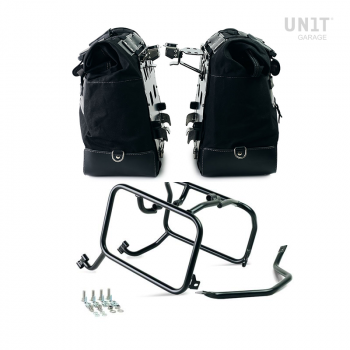 Paar Cult-Seitentaschen aus Canvas 40L - 50L + Paar Aluminiumplatten + KTM Rahmen für Atlas Alutaschen