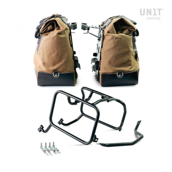 Paar Cult-Seitentaschen aus Canvas 40L - 50L + Paar Aluminiumplatten + KTM Rahmen für Atlas Alutaschen