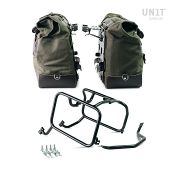 Paar Cult-Seitentaschen aus Canvas 40L - 50L + Paar Aluminiumplatten + KTM Rahmen für Atlas Alutaschen