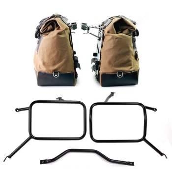Paar Cult-Seitentaschen aus Canvas 40L - 50L + Paar Aluminiumplatten + Atlas-Taschenrahmen aus Aluminium Triumph Street Scrambler 900 (ab 2026)