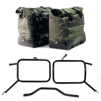 Paar Cult-Seitentaschen aus Canvas 40L - 50L + Paar Aluminiumplatten + Atlas-Taschenrahmen aus Aluminium Triumph Street Scrambler 900 (ab 2026)