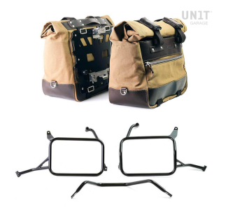 Paar Cult-Seitentaschen aus Canvas 40L - 50L + Paar Aluminiumplatten + Atlas Yamaha Ténéré 700 Aluminium Satteltaschenrahmen