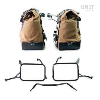 Paar Cult-Seitentaschen aus Canvas 40L - 50L + Paar Aluminiumplatten + Atlas Yamaha Ténéré 700 Aluminium Satteltaschenrahmen