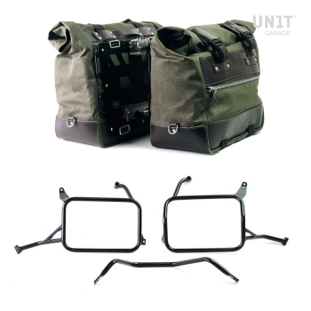 Paar Cult-Seitentaschen aus Canvas 40L - 50L + Paar Aluminiumplatten + Atlas Yamaha Ténéré 700 Aluminium Satteltaschenrahmen