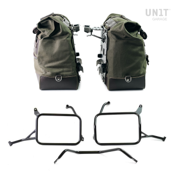 Paar Cult-Seitentaschen aus Canvas 40L - 50L + Paar Aluminiumplatten + Atlas Yamaha Ténéré 700 Aluminium Satteltaschenrahmen