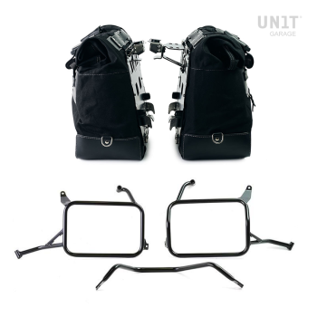 Paar Cult-Seitentaschen aus Canvas 40L - 50L + Paar Aluminiumplatten + Atlas Yamaha Ténéré 700 Aluminium Satteltaschenrahmen