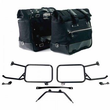 Paar Cult-Seitentaschen aus Canvas 40 l – 50 l + Paar Aluminiumplatten + Aluminium-Kofferrahmen Moto Guzzi Stelvio (ab 2024)