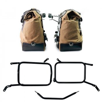 Paar Cult-Seitentaschen aus Canvas 40L - 50L + Paar Aluminiumplatten + Rahmen für Aluminiumtaschen Moto Guzzi V85 TT (ab 2024)