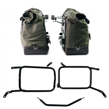 Paar Cult-Seitentaschen aus Canvas 40L - 50L + Paar Aluminiumplatten + Rahmen für Aluminiumtaschen Moto Guzzi V85 TT (ab 2024)