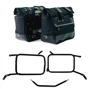 Paar Cult-Seitentaschen aus Canvas 40L - 50L + Paar Aluminiumplatten + Rahmen für Aluminiumtaschen Moto Guzzi V85 TT (ab 2024)