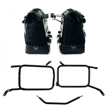 Paar Cult-Seitentaschen aus Canvas 40L - 50L + Paar Aluminiumplatten + Rahmen für Aluminiumtaschen Moto Guzzi V85 TT (ab 2024)
