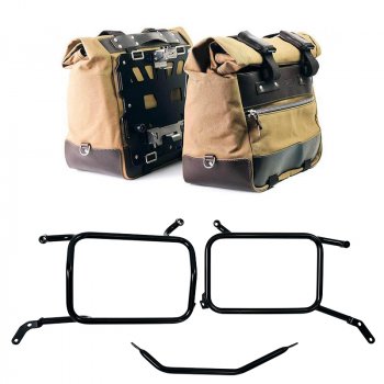 Paar Cult-Seitentaschen aus Canvas 40L - 50L + Paar Aluminiumplatten + Rahmen für Aluminiumtaschen Moto Guzzi V85 TT (ab 2024)