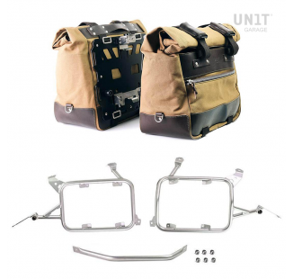 Paar Cult-Seitentaschen aus Canvas 40L - 50L + Paar Aluminiumplatten + Taschenrahmen aus Aluminium R1200GS LC - R1250GS & ADV