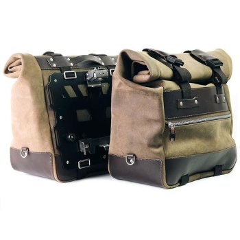 Paar Cult-Seitentaschen aus Spaltleder 40L - 50L + Aluminiumplatte