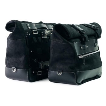 Paar Cult-Seitentaschen aus Spaltleder 40L - 50L + Aluminiumplatte