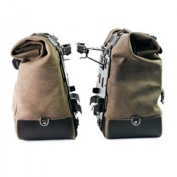 Paar Cult-Seitentaschen aus Spaltleder 40L - 50L + Aluminiumplatte