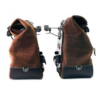 Paar Cult-Seitentaschen aus Spaltleder 40L - 50L + Aluminiumplatte