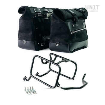 Paar Cult-Seitentaschen aus Spaltleder 40L - 50L + Aluminiumplatte + KTM Rahmen für Atlas Alutaschen