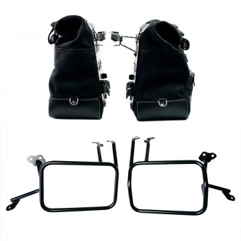 Paar Cult-Seitentaschen aus Spaltleder 40L - 50L + Aluminiumplatte + Atlas Aluminium-Seitenkofferträger für KTM 1290 / 1390 Super Adventure S-R