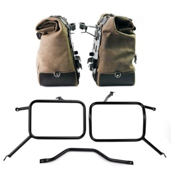 Paar Cult-Seitentaschen aus Spaltleder 40L - 50L + Aluminiumplatte + Atlas-Taschenrahmen aus Aluminium Triumph Street Scrambler 900 (ab 2026)