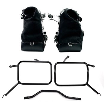Paar Cult-Seitentaschen aus Spaltleder 40L - 50L + Aluminiumplatte + Atlas-Taschenrahmen aus Aluminium Triumph Street Scrambler 900 (ab 2026)