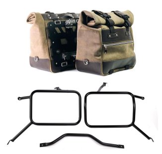 Paar Cult-Seitentaschen aus Spaltleder 40L - 50L + Aluminiumplatte + Atlas-Taschenrahmen aus Aluminium Triumph Street Scrambler 900 (ab 2026)