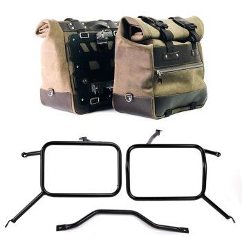 Paar Cult-Seitentaschen aus Spaltleder 40L - 50L + Aluminiumplatte + Atlas-Taschenrahmen aus Aluminium Triumph Street Scrambler 900 (ab 2026)