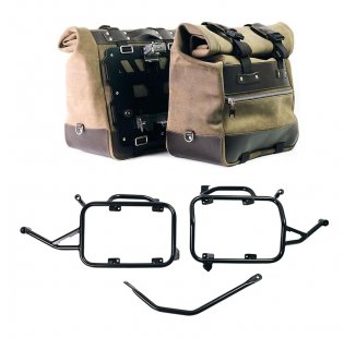 Paar Cult-Seitentaschen aus Crust-Leder 40 l – 50 l + Aluminiumplatte + Aluminium-Kofferrahmen BMW F900GS