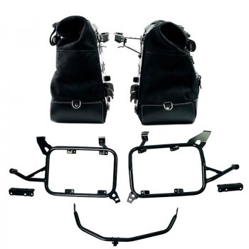 Paar Cult-Seitentaschen aus Crust-Leder 40 l – 50 l + Aluminiumplatte + Aluminium-Kofferrahmen BMW F900GS ADV
