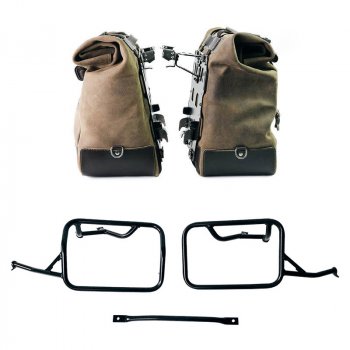 Paar Cult-Seitentaschen aus Spaltleder 40L - 50L + Aluminiumplatte + Rahmen für Aluminiumtaschen BMW R12 NineT